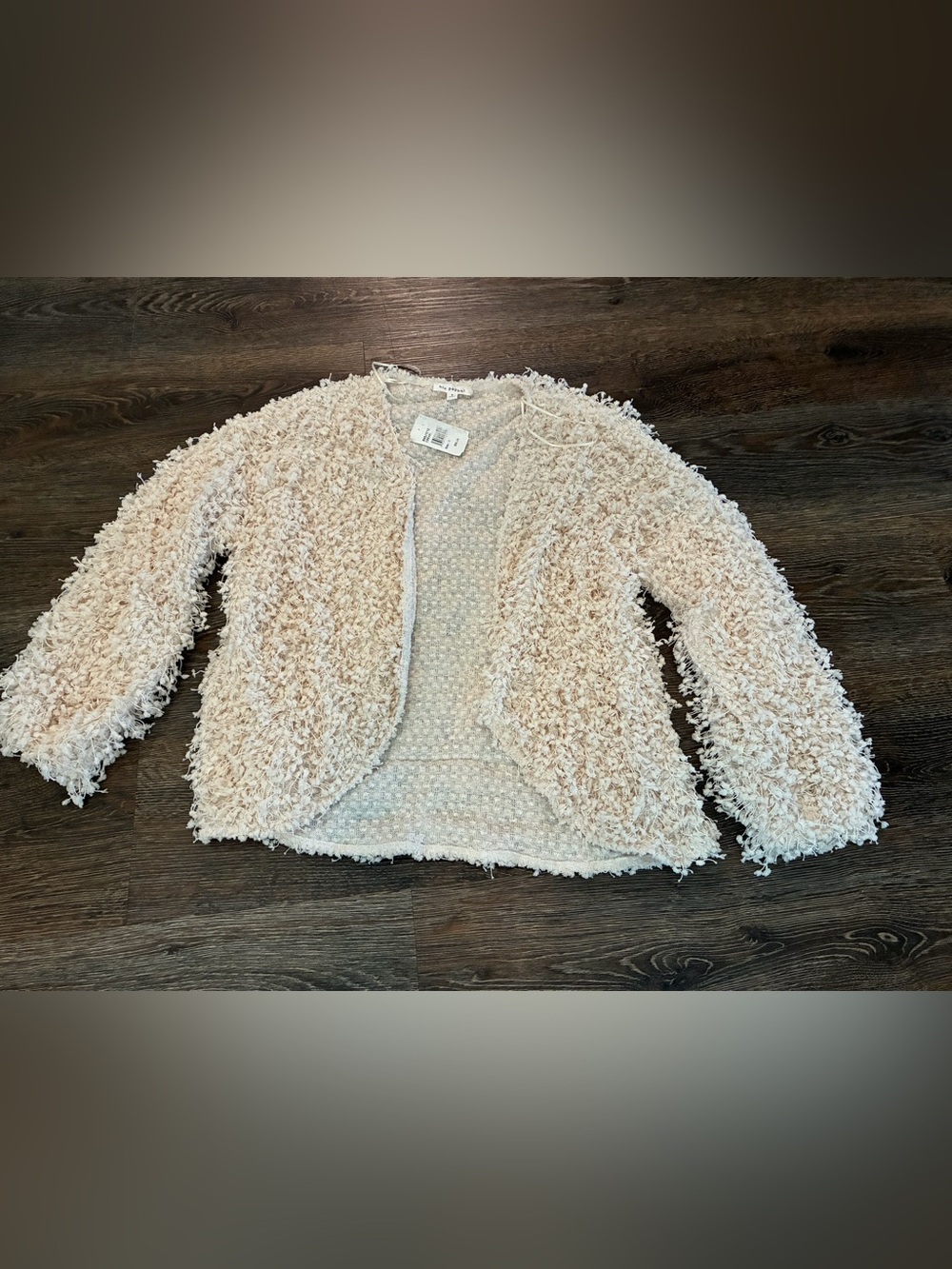 Blu Pepper Cream Textured Open Knit Cardigan